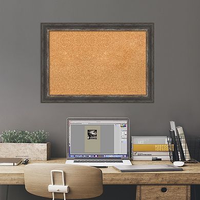Amanti Art Bark Rustic Char Narrow Framed Cork Board Wall Decor