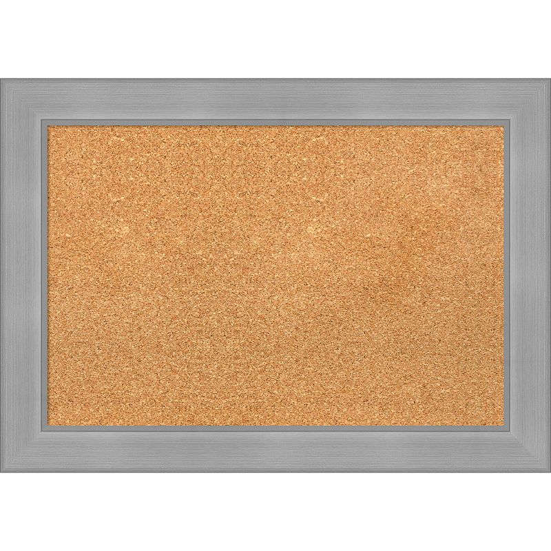 Amanti Art Vista Brushed Nickel Finish Framed Cork Board Wall Decor, Brown