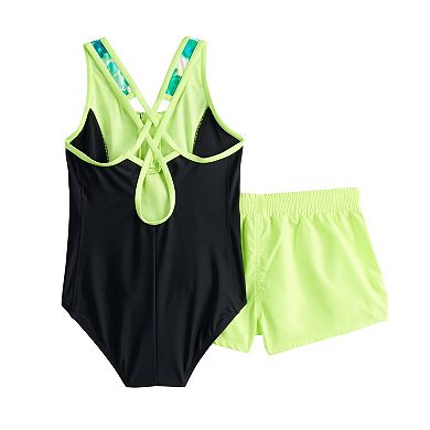 Girls 6-20 ZeroXposur Helix One-Piece Swimsuit & Shorts Set in Regular & Plus