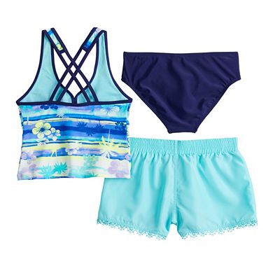 Girls 4-16 ZeroXposur Helix Tankini Top, Bottoms & Shorts Swim Set