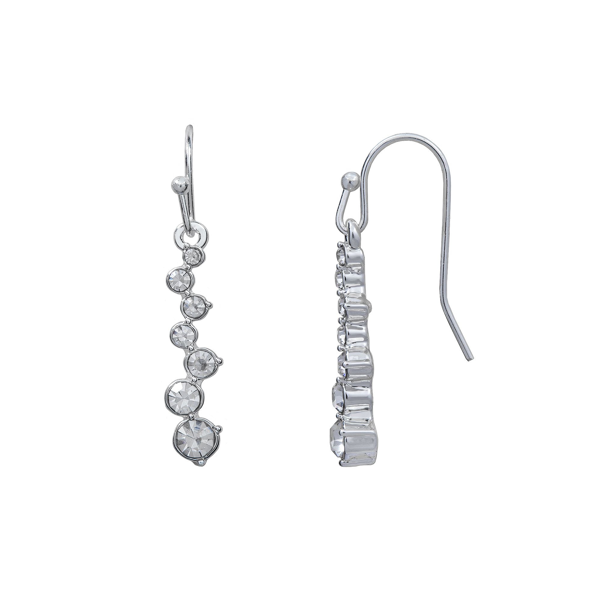 LC Lauren Conrad Silver Tone Simulated Crystal Zig-Zag Drop Earrings, Women
