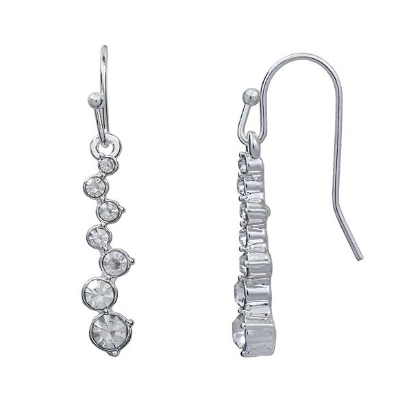 LC Lauren Conrad Silver Tone Simulated Crystal Zig-Zag Drop Earrings
