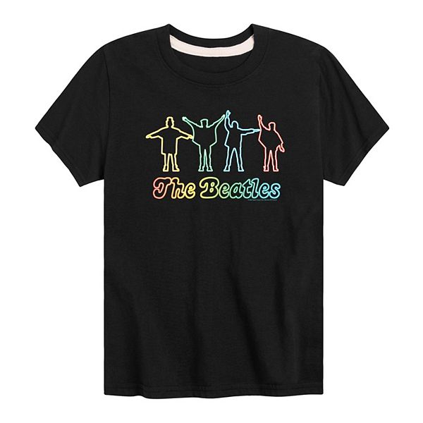 Boys 8-20 The Beatles Rainbow Neon Help! Silhouette Tee