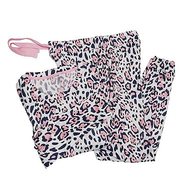 Women's Roudelain Long Sleeve Pajama Top & Banded Bottom Pajama Pants Sleep Set