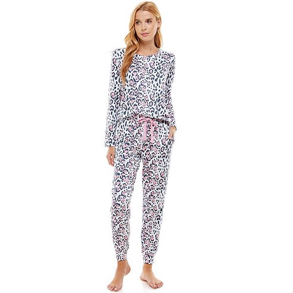 Women's Roudelain Long Sleeve Pajama Top & Banded Bottom Pajama Pants ...