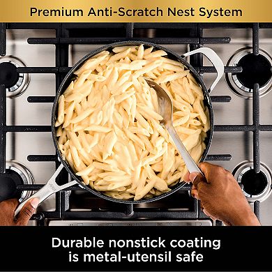 Ninja™ NeverStick® Premium Anti-Scratch Nest System, 5-Quart Sauté Pan with Glass Lid C50150