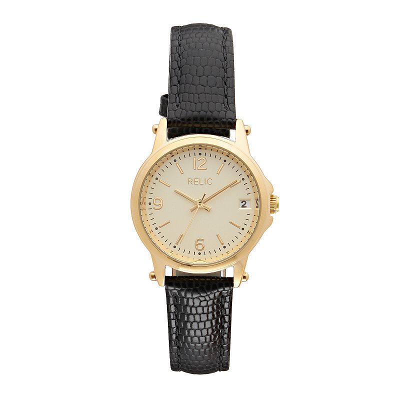 Relic by Fossil Women's Matilda Black Leather Strap Watch - ZR34630, Size: Small