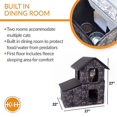 K&H Outdoor Two-Story Kitty House with Dining Room