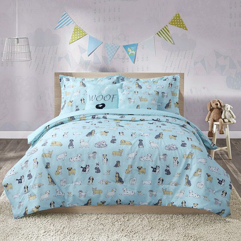 72647599 Puppies Comforter Set with Shams, Blue, Full/Queen sku 72647599