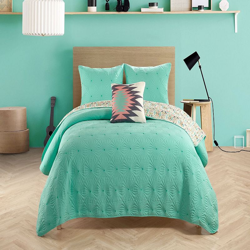 Idea Nuova Zuma Quilt Set with Shams and Decorative Pillows, Green, Twin