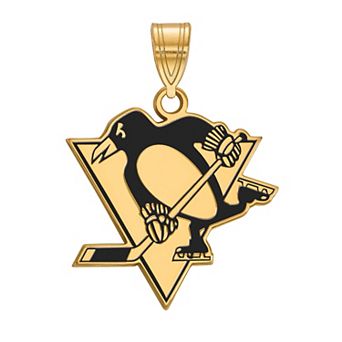LogoArt Sterling Silver Pittsburgh Penguins Large Enamel Pendant