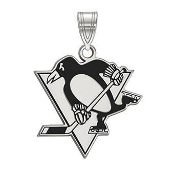 LogoArt Sterling Silver Pittsburgh Penguins Large Enamel Pendant