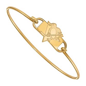 LogoArt 14k Gold Over Silver Pittsburgh Penguins Wire Bangle Bracelet