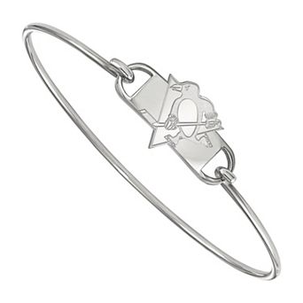 LogoArt Sterling Silver Pittsburgh Penguins Wire Bangle Bracelet