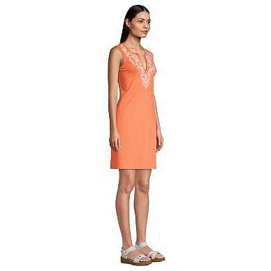Women's Lands' End Embroidered Sleeveless Swim Cover-up Dress