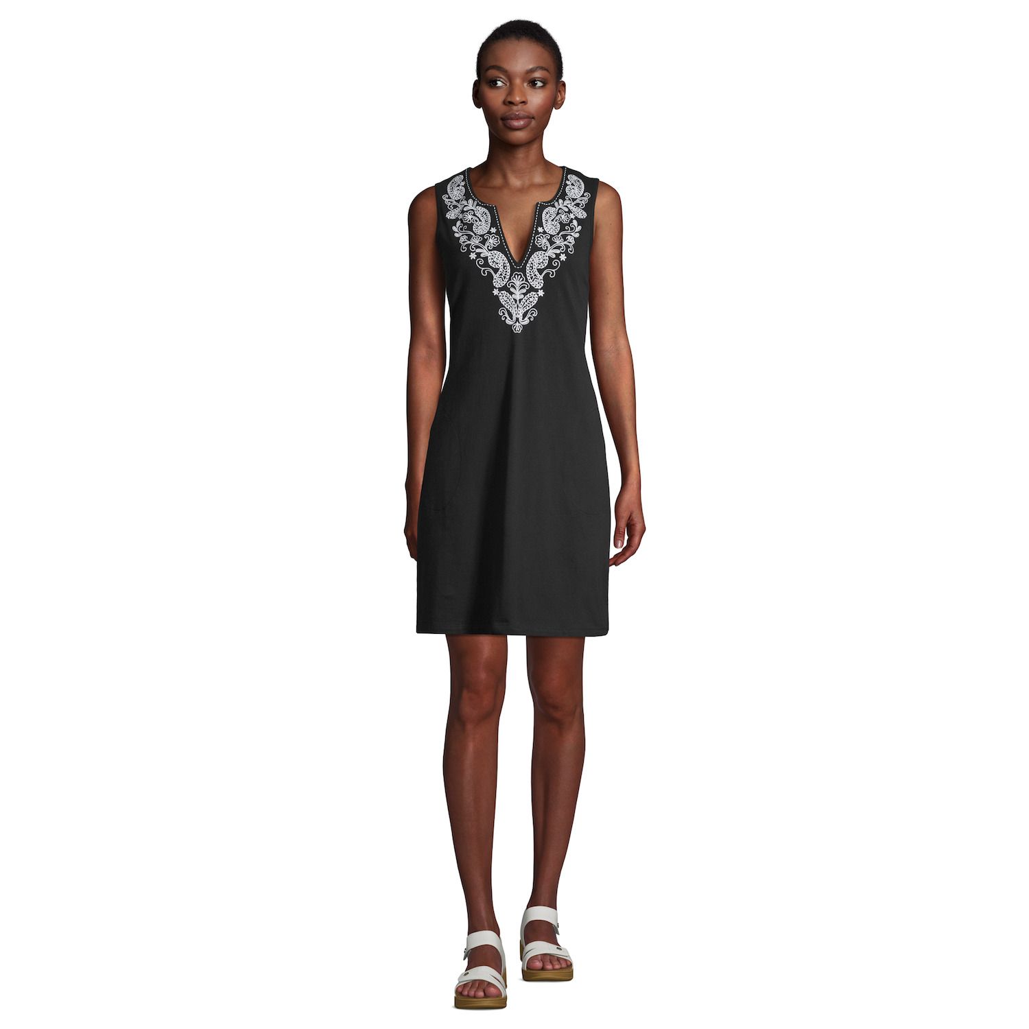 Image for Lands' End Women's Embroidered Sleeveless Swim Cover-up Dress at Kohl's.