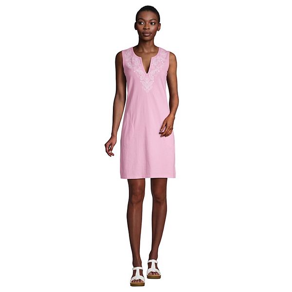 Women's Lands' End Embroidered Sleeveless Swim Coverup Dress