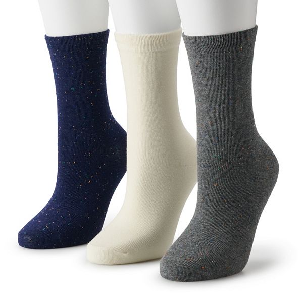 Women's Sonoma Goods For Life® 3-Pack Navy & Cream Crew Socks