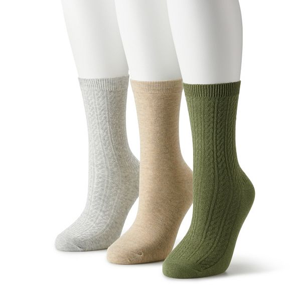 Women's Sonoma Goods For Life® 3-Pack Cable Knit Dress Socks