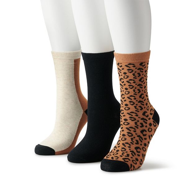 Women's Sonoma Goods For Life® 3-Pack Color Block & Leopard Print Dress  Socks