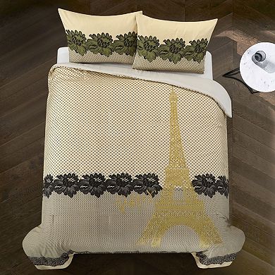 Casa Couture Lace and Paris Comforter Set with Shams