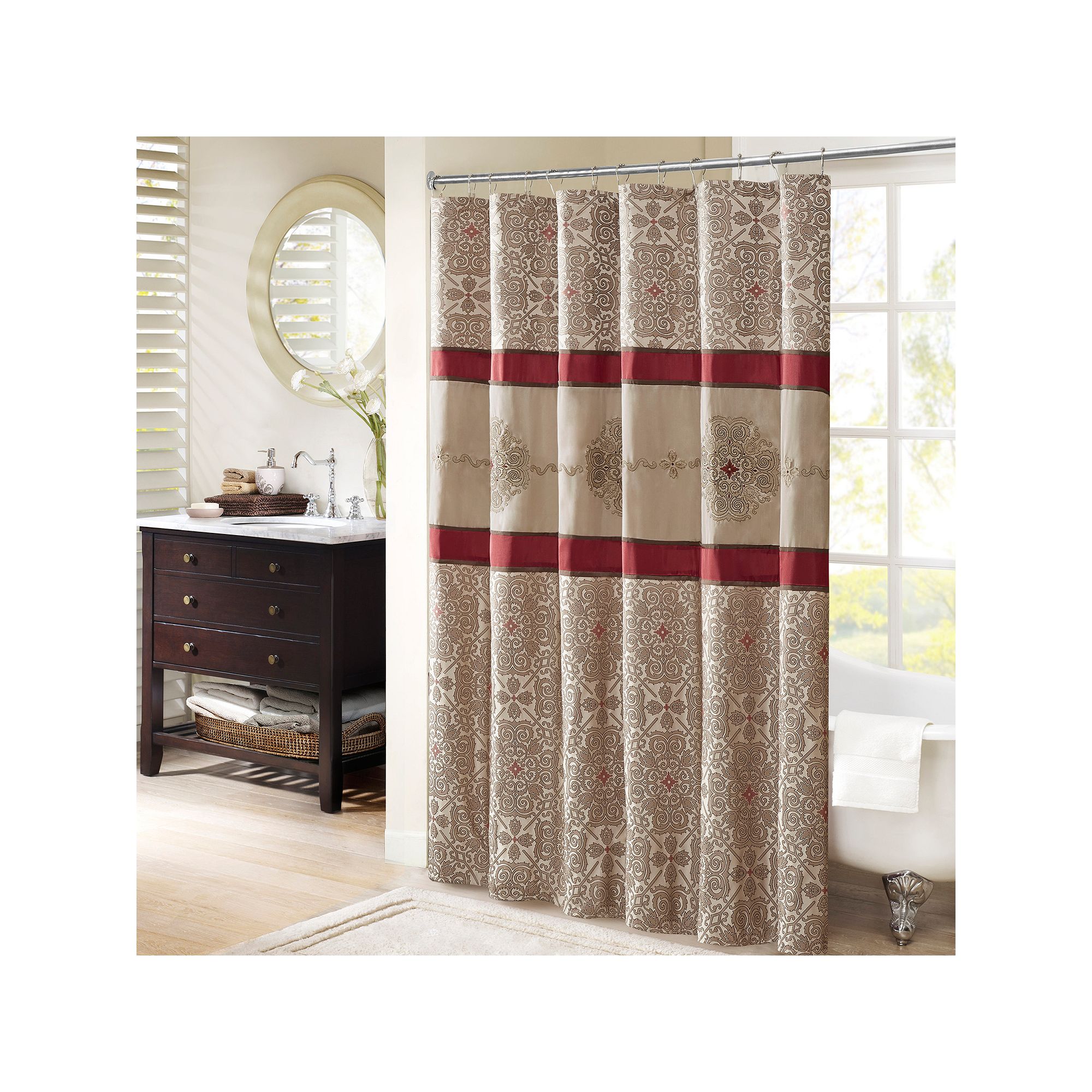 Madison Park Blaine Embroidered Shower Curtain, Size: 72X72