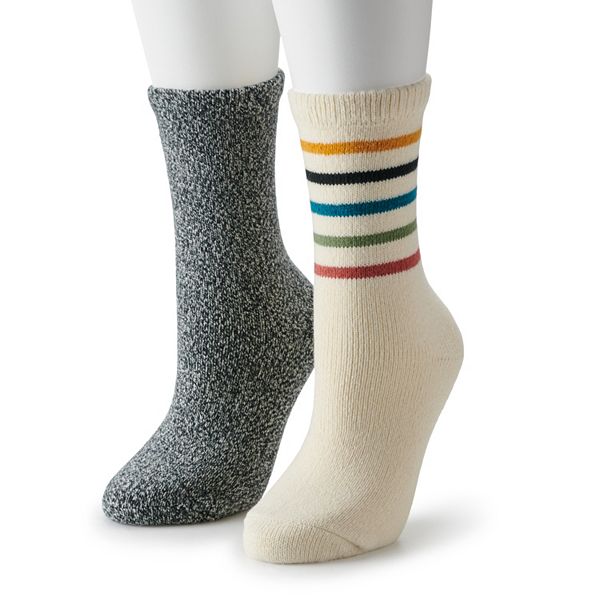 Women's Sonoma Goods For Life® 2-Pack Super Cozy Striped Crew Socks