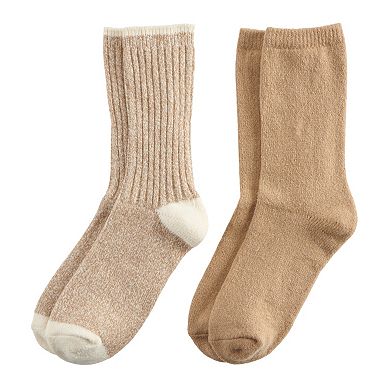 Women's Sonoma Goods For Life® 2-Pack Super Cozy Ribbed Crew Socks