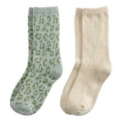Women's Sonoma Goods For Life® 2-Pack Super Cozy Tonal Leopard Crew Socks