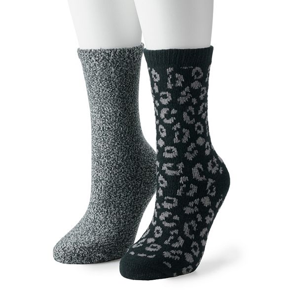 Women's Sonoma Goods For Life® 2Pack Super Cozy Tonal Leopard Crew Socks