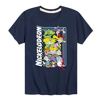 Boys 8-20 Nickelodeon All Stars 90s Group Rectangle Tee