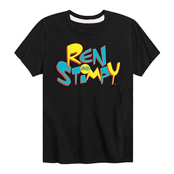 Boys 8-20 Nickelodeon Ren & Stimpy Yellow Blue Letters Tee