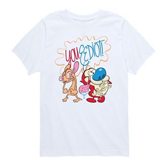 Boys 8-20 Nickelodeon Ren & Stimpy "You Eediot!" Bubble Tee
