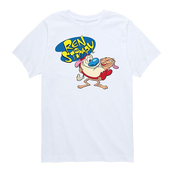 Boys 8-20 Nickelodeon Ren & Stimpy Holding Yellow Letters Tee