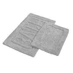 Modern Threads 2 Pack Slip Resistant Backing Bath Mat Set, White
