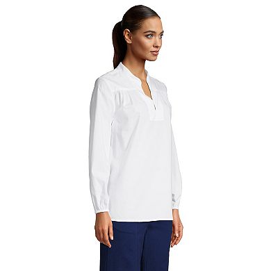 Petite Lands' End Poplin Peasant Top