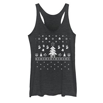 Juniors' Nintendo Super Mario Bro's White Christmas Tank Top
