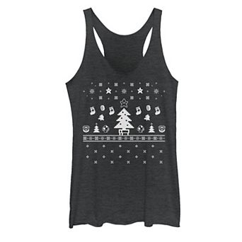Juniors' Nintendo Super Mario Bro's White Christmas Tank Top