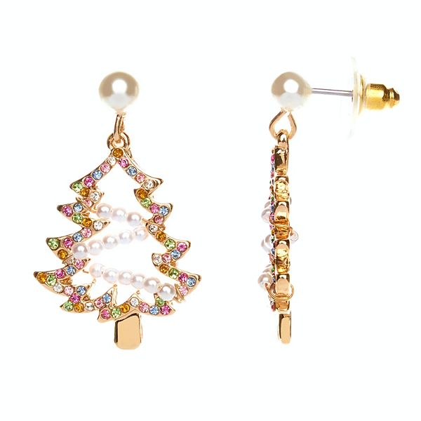 LC Lauren Conrad Simulated Crystal Christmas Tree Drop Earrings