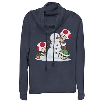 Juniors' Nintendo Super Mario Luigi Thumbs Up Cowlneck Graphic Lightweight Long Sleeve