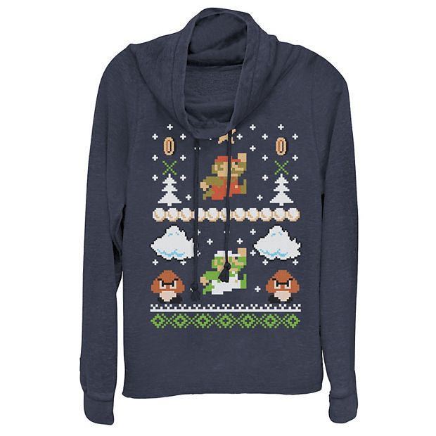 Juniors Nintendo Super Mario Goomba Ugly Christmas Sweater Hoodie