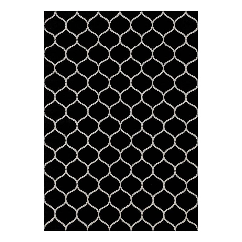 Unique Loom Rounded Trellis Frieze Rug, Black, 6X9 Ft