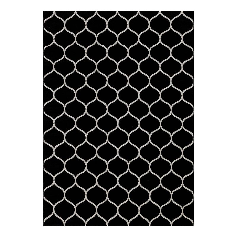 Unique Loom Rounded Trellis Frieze Rug, Black, 10X14 Ft