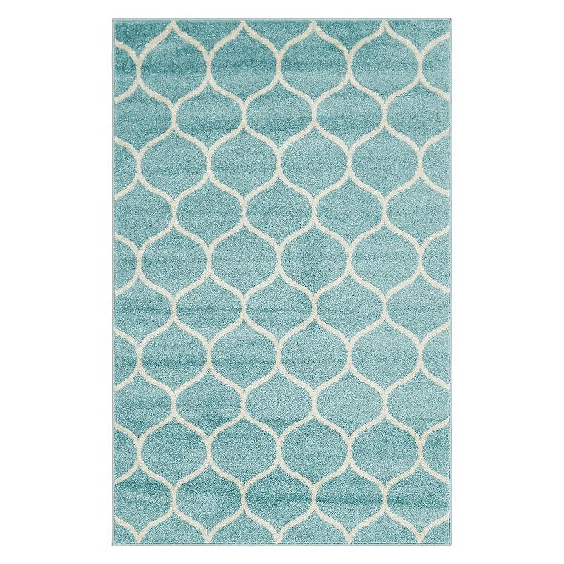 Unique Loom Rounded Trellis Frieze Rug, Blue, 7X10 Ft