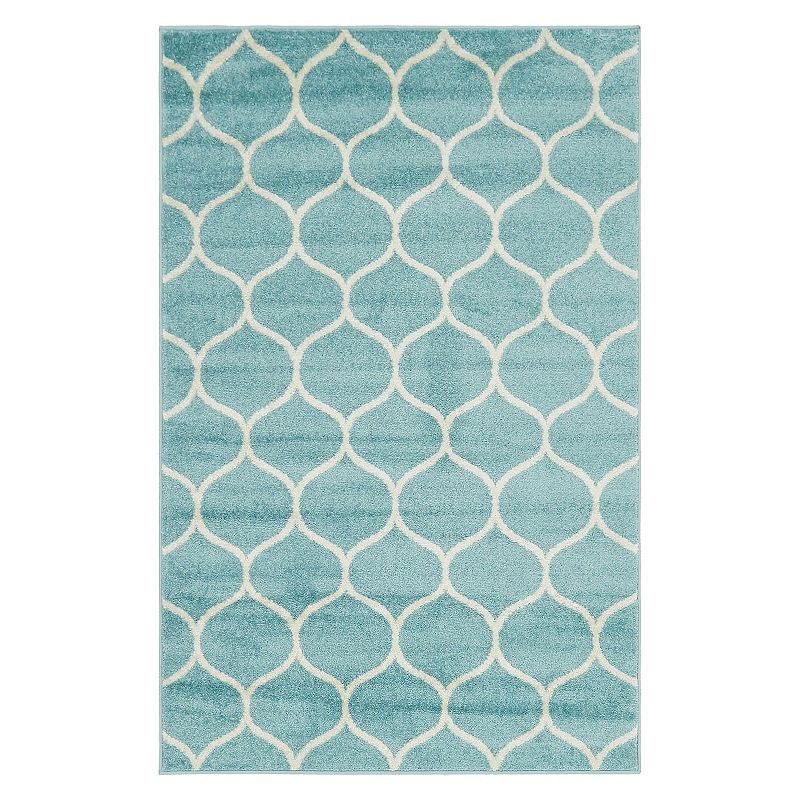 Unique Loom Rounded Trellis Frieze Rug, Blue, 10X14 Ft