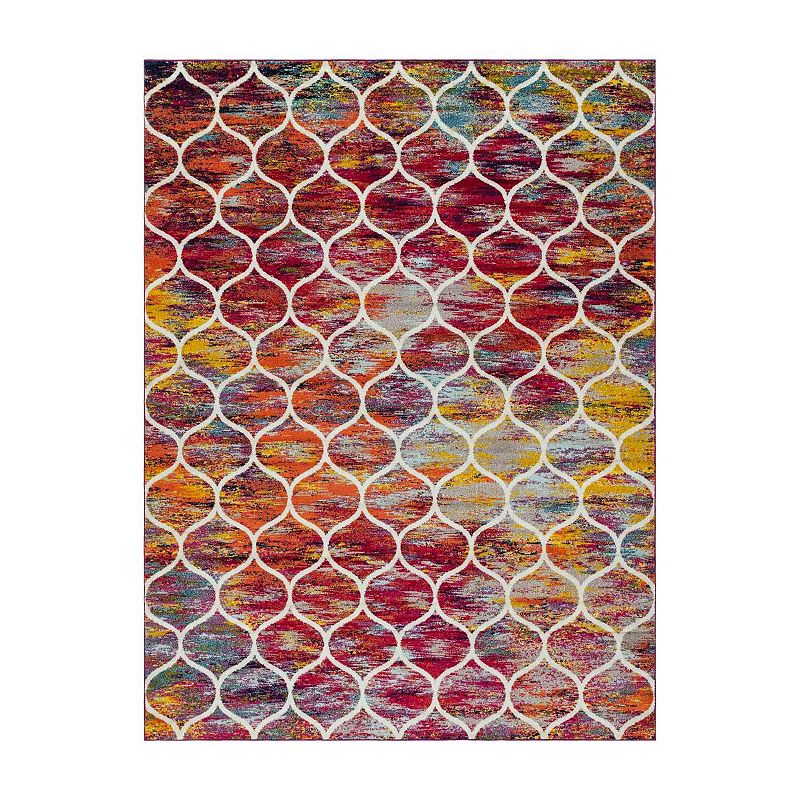 Unique Loom Rounded Trellis Frieze Rug, Multicolor, 10X13 Ft