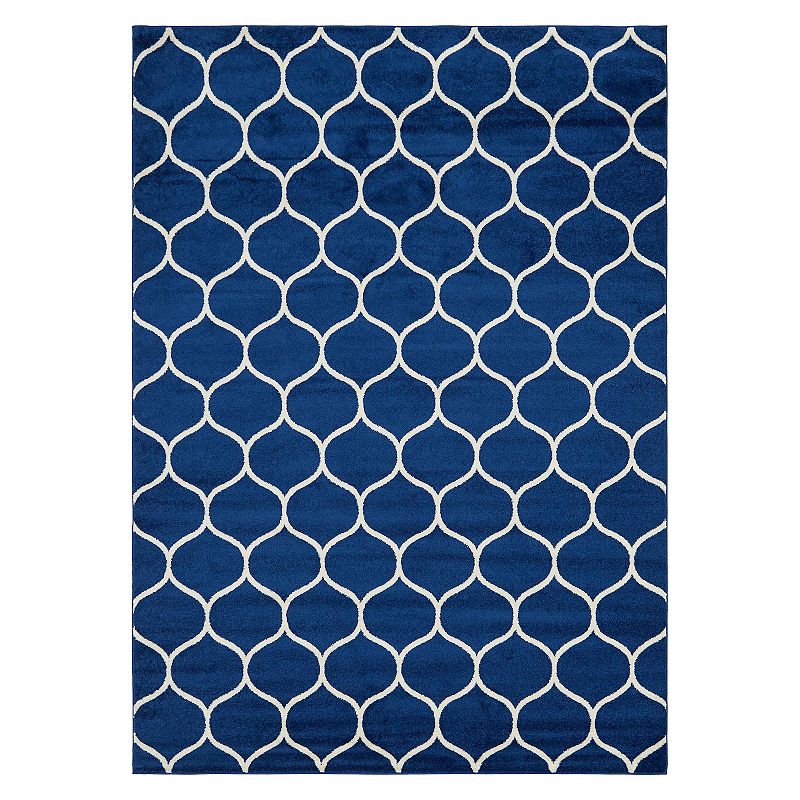 Unique Loom Rounded Trellis Frieze Rug, Blue, 9X12 Ft