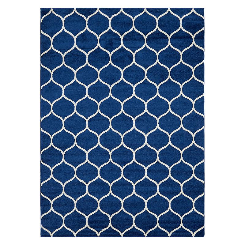 Unique Loom Rounded Trellis Frieze Rug, Blue, 10X14 Ft