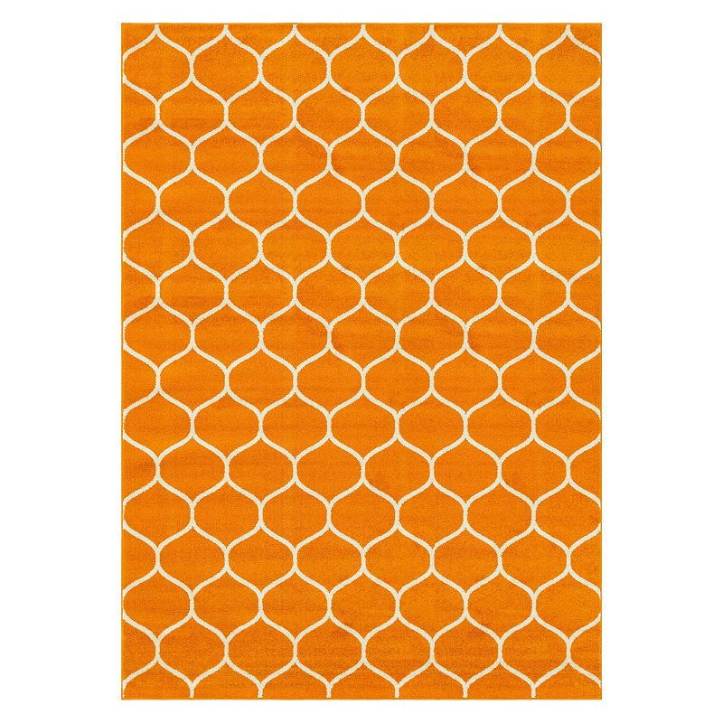 Unique Loom Rounded Trellis Frieze Rug, Orange, 10X14 Ft