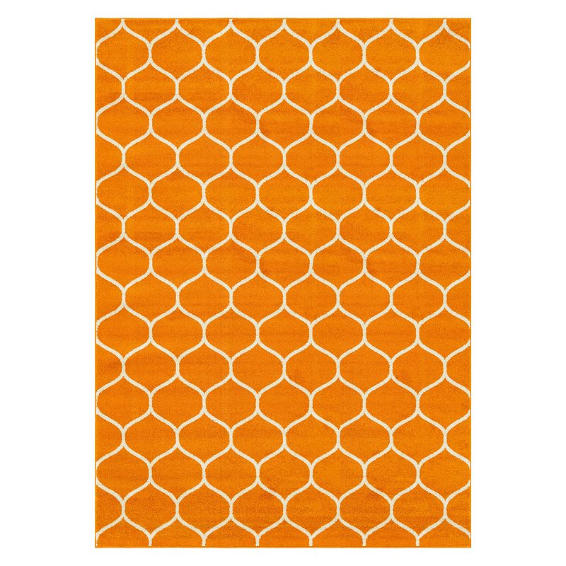 Unique Loom Rounded Trellis Frieze Rug, Orange, 10X14 Ft